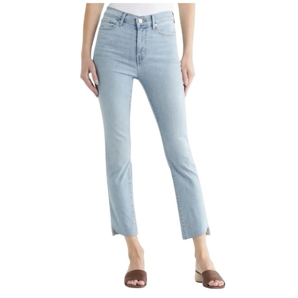 FRAME Le High Straight Jeans 30 Wilson Cascade Step Raw Hem Cropped High Rise